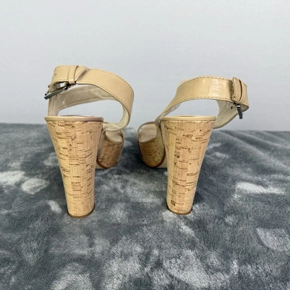 MICHAEL KORS IVANA SANDAL NUDE WOMEN PLATFORM OPEN TOE CORK HEELS SHOES SZ 9.5 M - Picture 4 of 8
